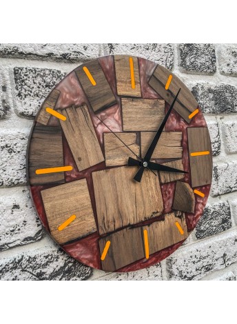 Walnut Wood Wall Clock Resin
