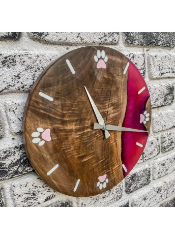 Cat Paw Resin Wood Wall Clock