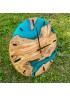 Blue Olive Wood Epoxy Wooden Clock for Wall